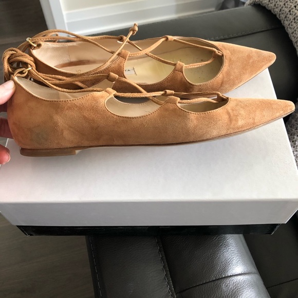 Suede lace up ballet flats - Picture 4 of 8